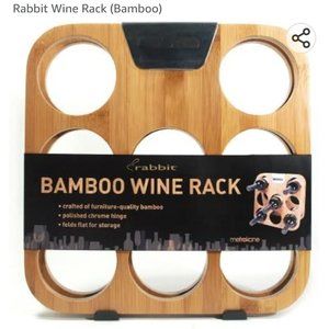 NWT Rabbit Bamboo 8 bottle wine rack